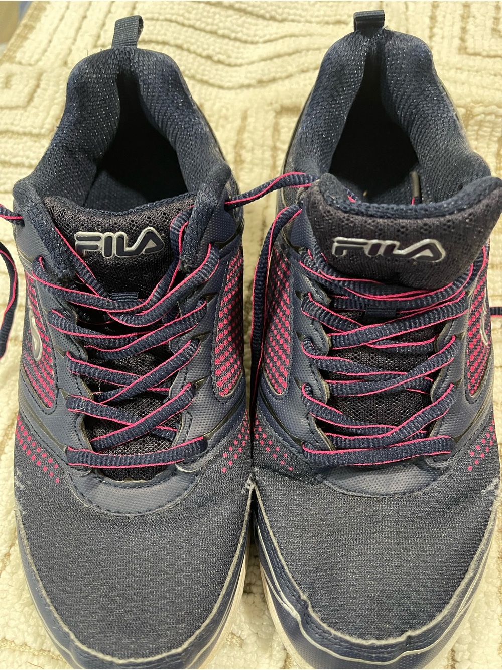 FILA Men’s Navy Sneakers with Pink Accents